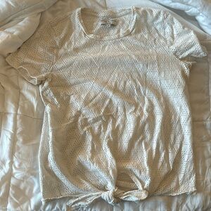 Madewell size M white eyelet tie short sleeve top.